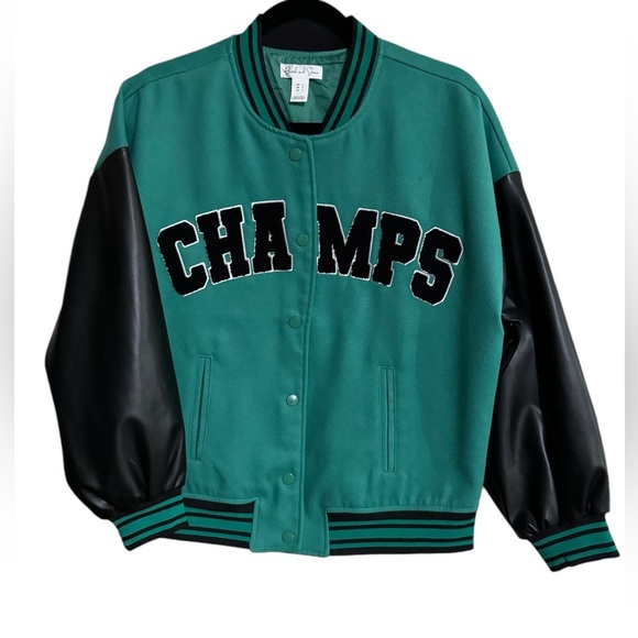 BOMBER CHAMPS GREEN VARSITY WOMEN'S JACKET NWOT - Picture 1 of 7